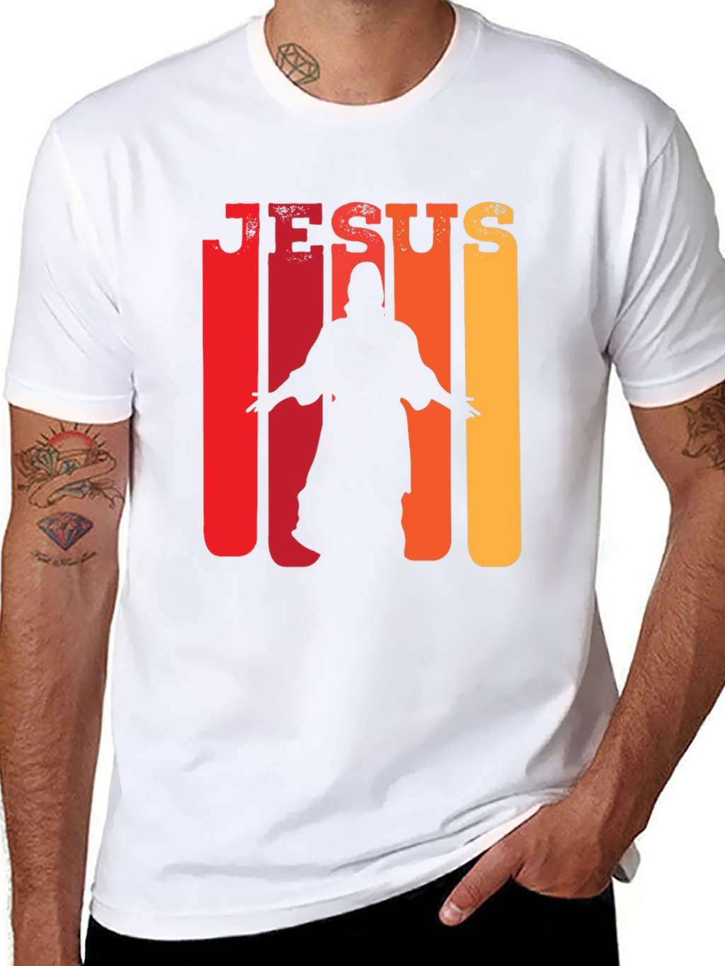 Jesus Silhouette Retro T-Shirt - Christian Faith Tee