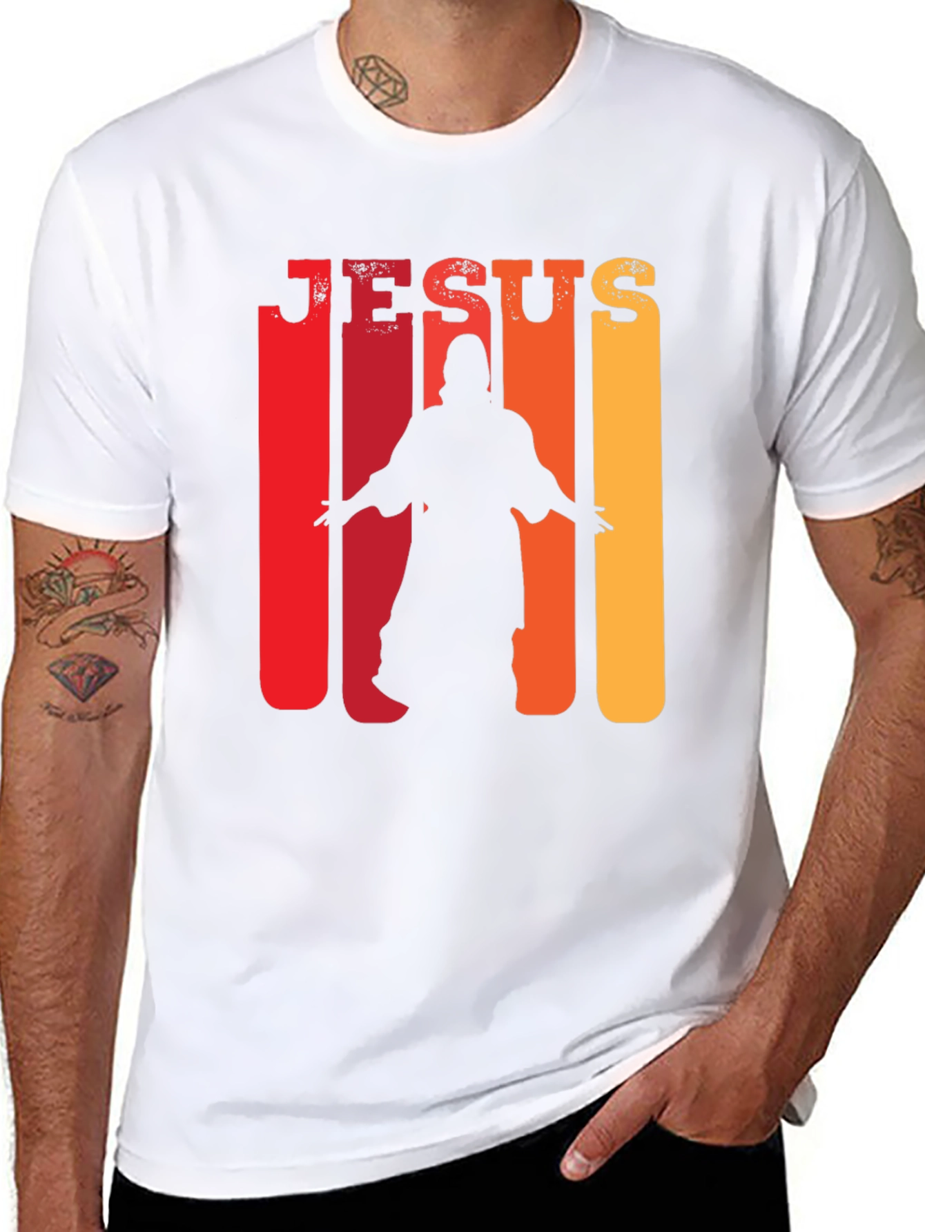 Jesus Silhouette Retro T-Shirt - Christian Faith Tee