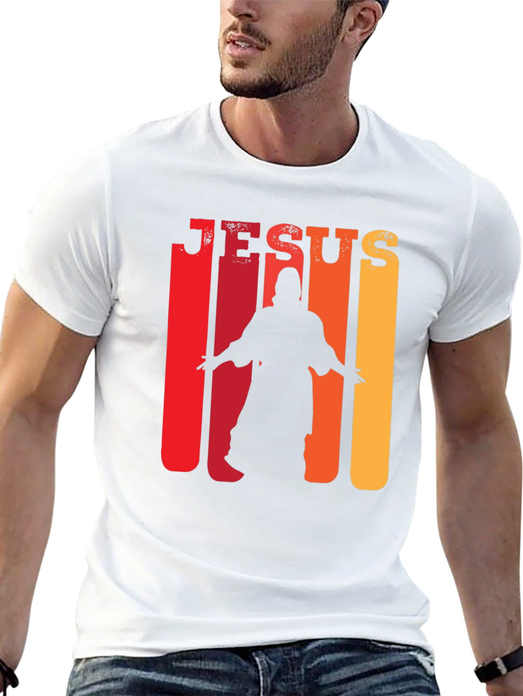 Jesus Silhouette Retro T-Shirt - Christian Faith Tee