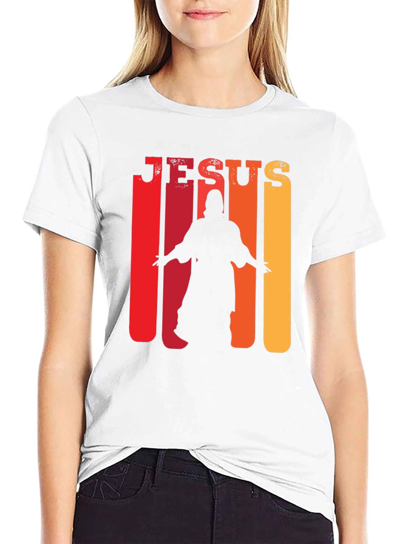 Jesus Silhouette Retro T-Shirt - Christian Faith Tee