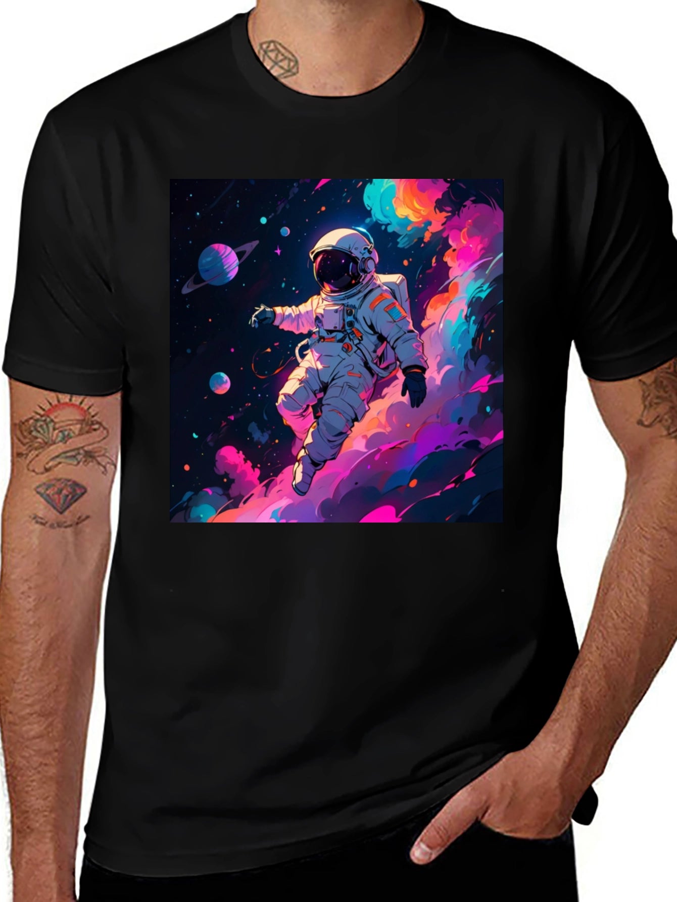 Astronaut Galaxy Print T-Shirt