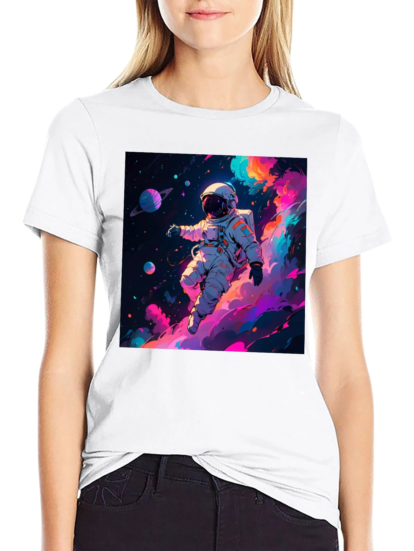 Astronaut Galaxy Print T-Shirt