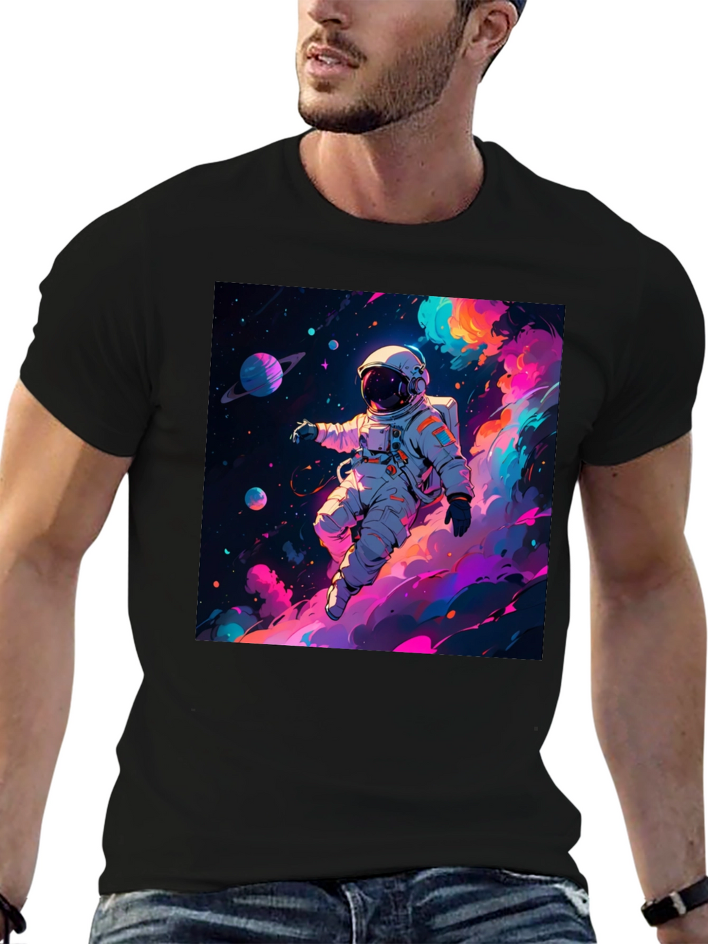 Astronaut Galaxy Print T-Shirt