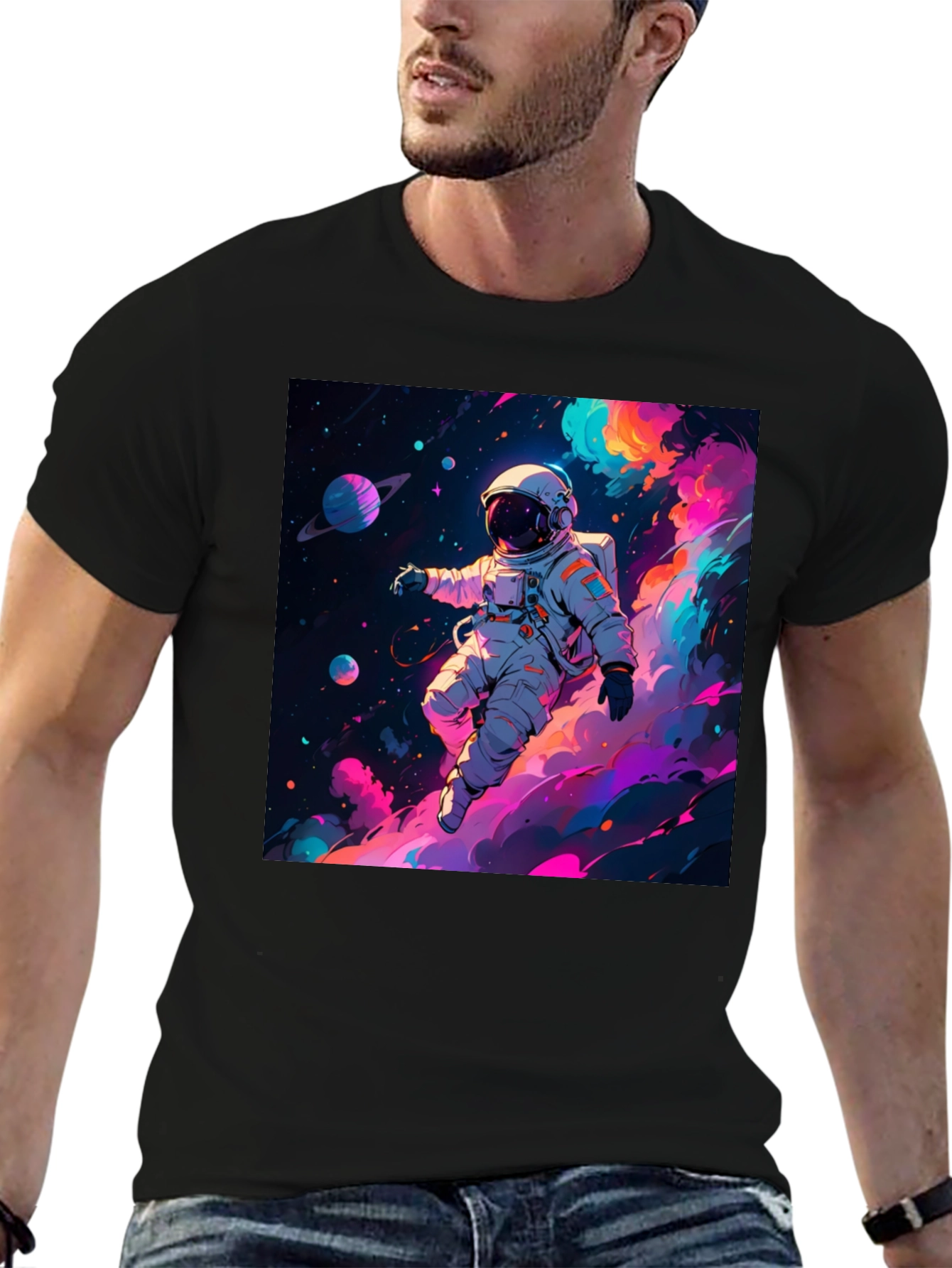 Astronaut Galaxy Print T-Shirt