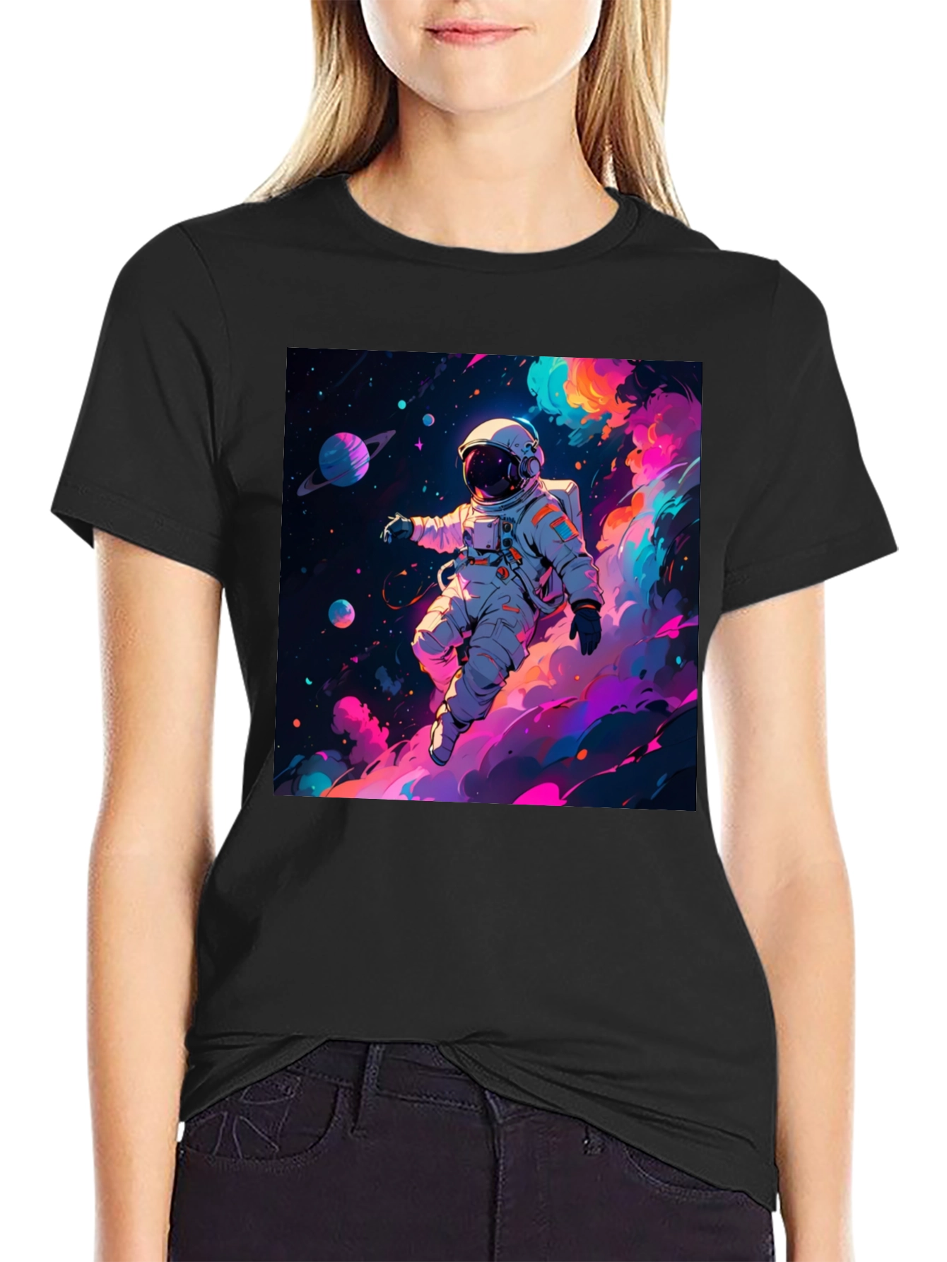 Astronaut Galaxy Print T-Shirt