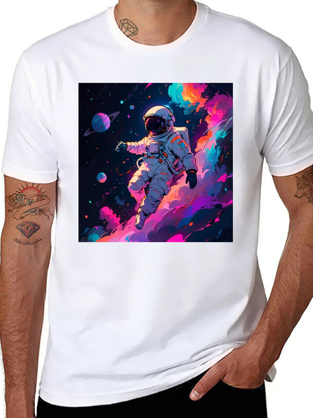 Astronaut Galaxy Print T-Shirt