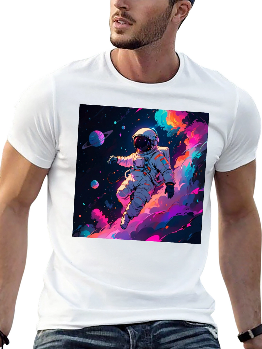 Astronaut Galaxy Print T-Shirt