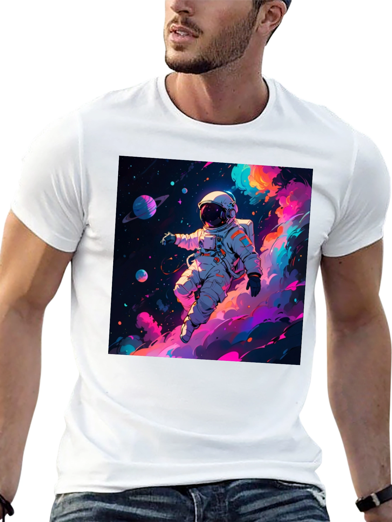 Astronaut Galaxy Print T-Shirt