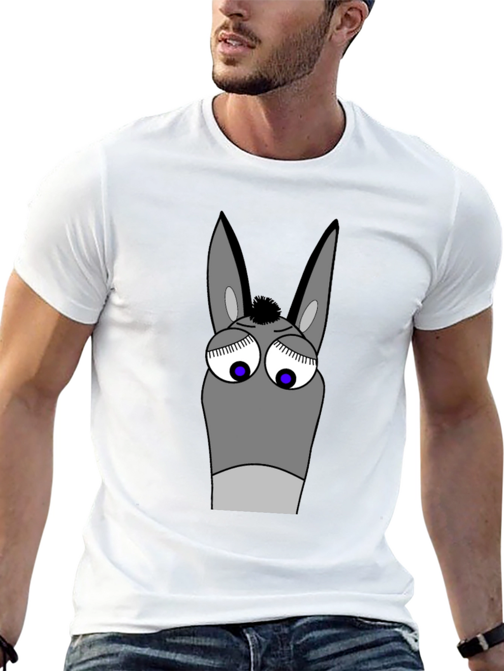 Funny Donkey Cartoon Graphic T-Shirt - Black