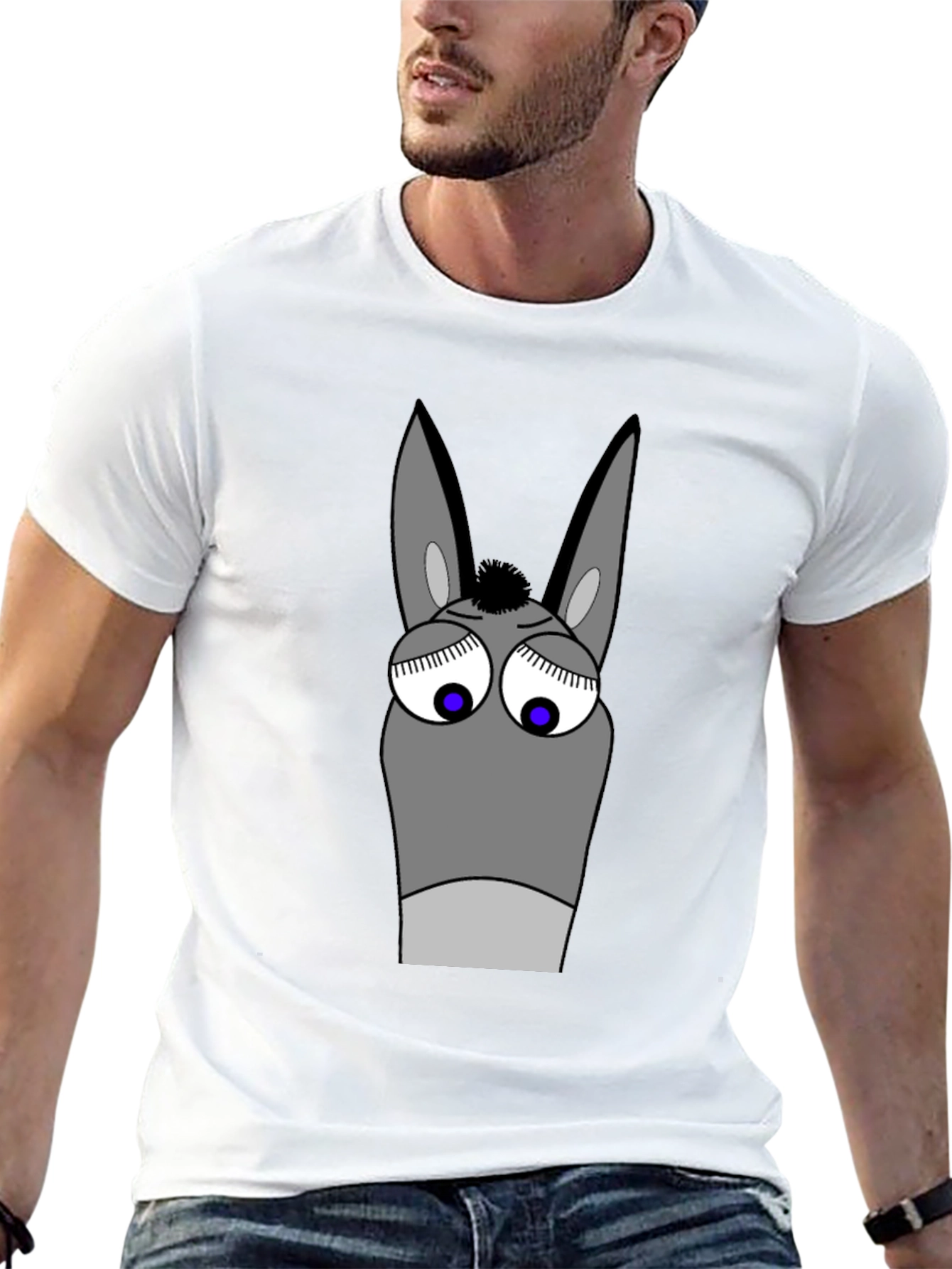 Funny Donkey Cartoon Graphic T-Shirt - Black