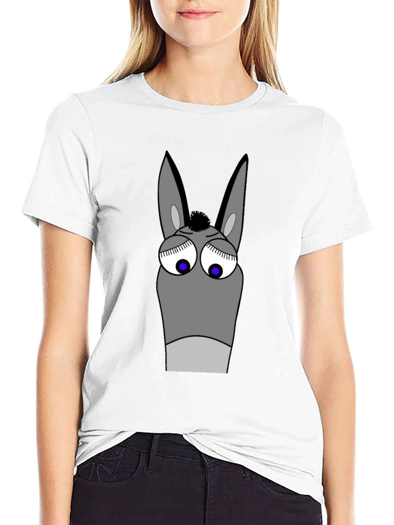 Funny Donkey Cartoon Graphic T-Shirt - Black