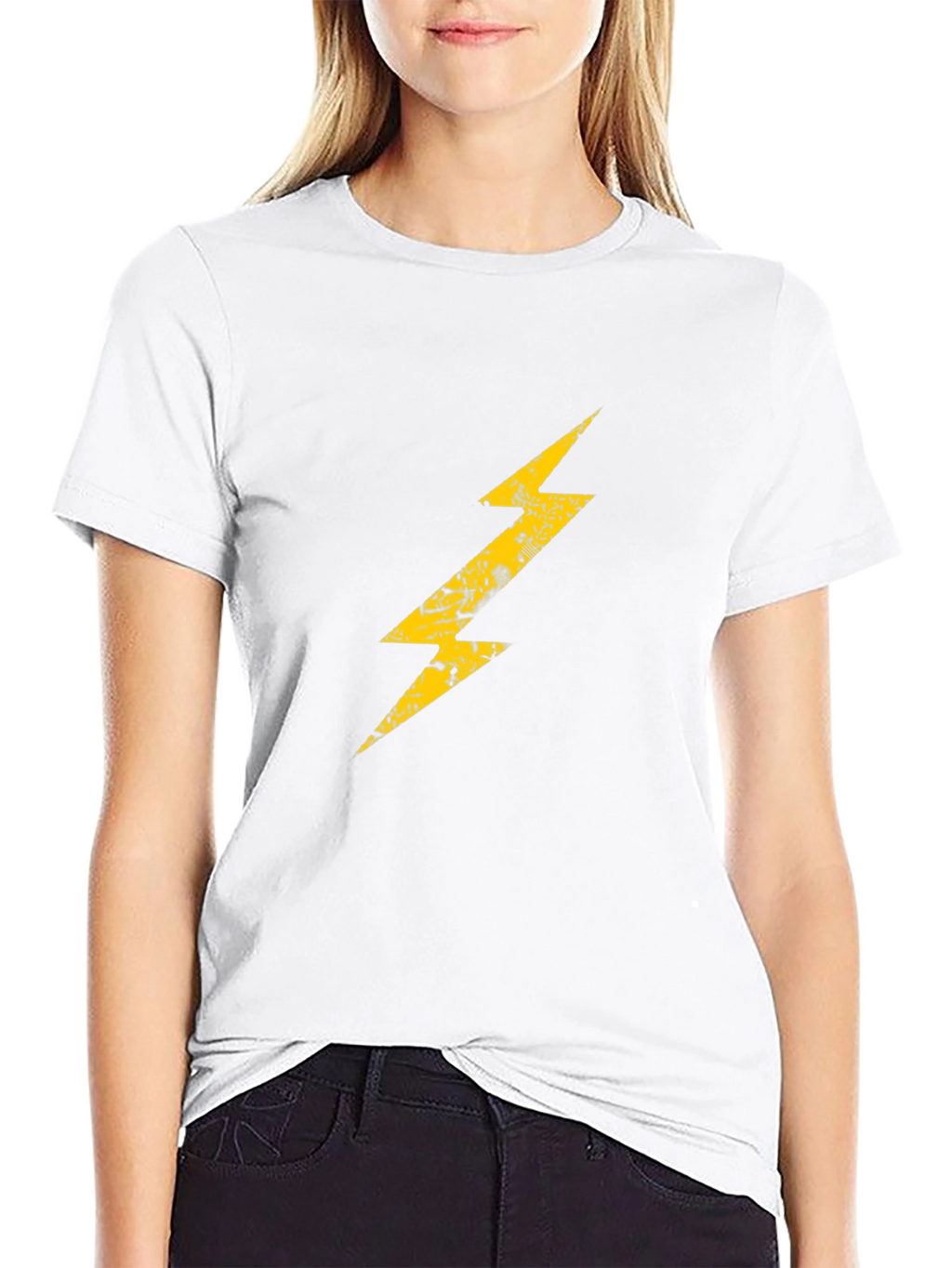 Black T-Shirt with Lightning Bolt Graphic Print