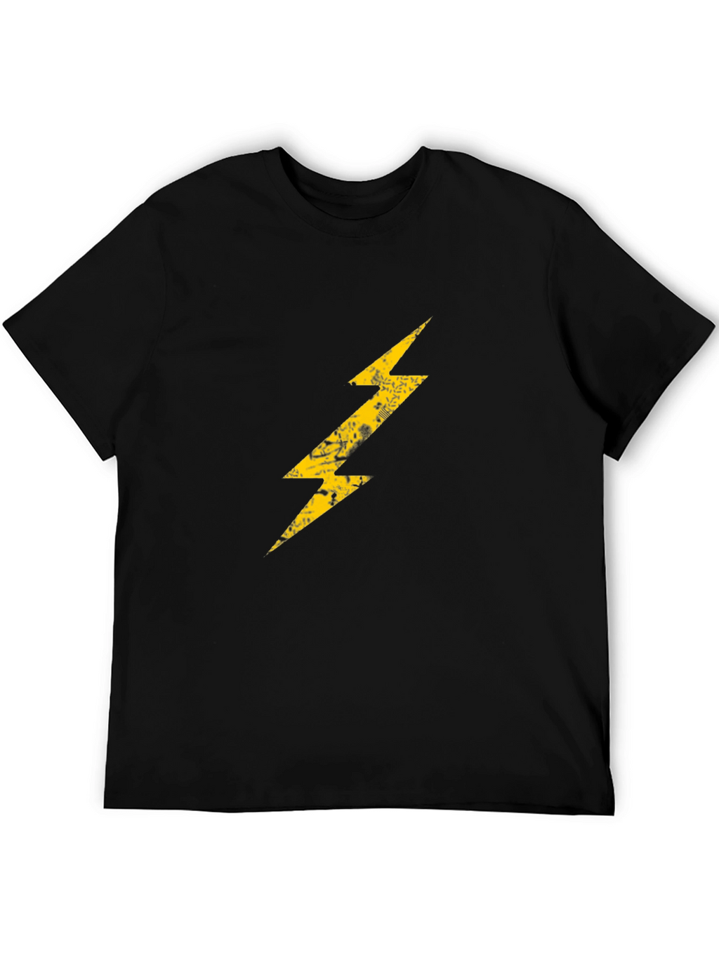 Black T-Shirt with Lightning Bolt Graphic Print