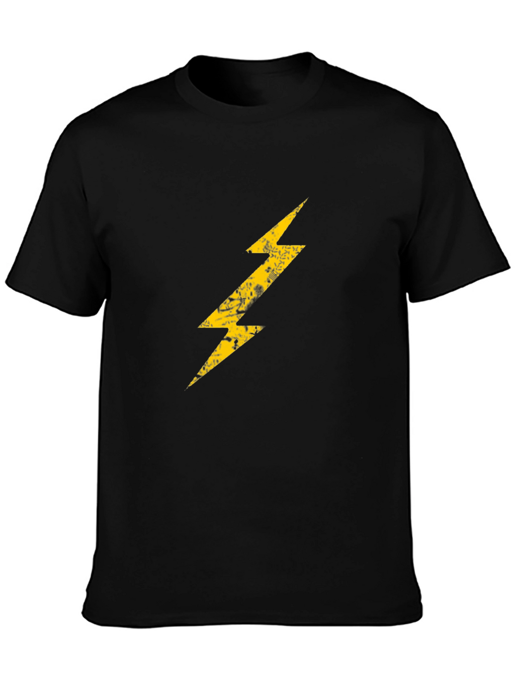 Black T-Shirt with Lightning Bolt Graphic Print