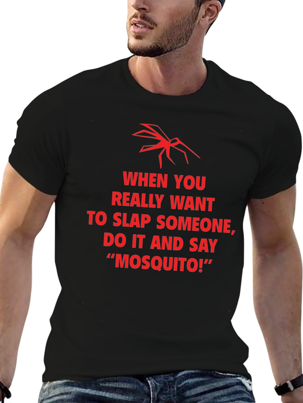 Funny Mosquito Slap Graphic T-Shirt