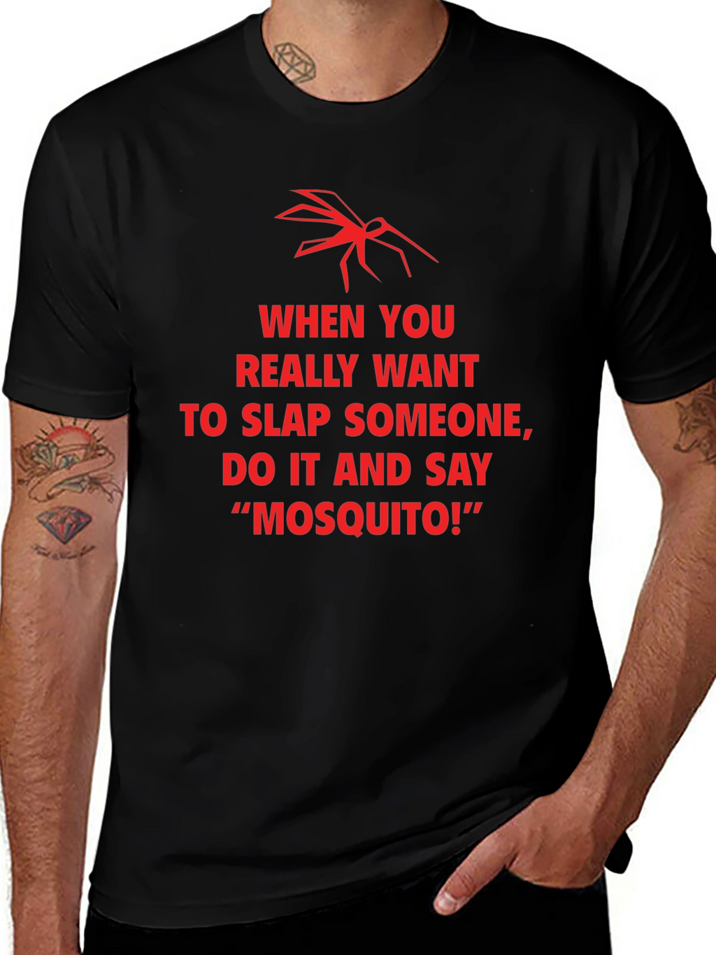 Funny Mosquito Slap Graphic T-Shirt