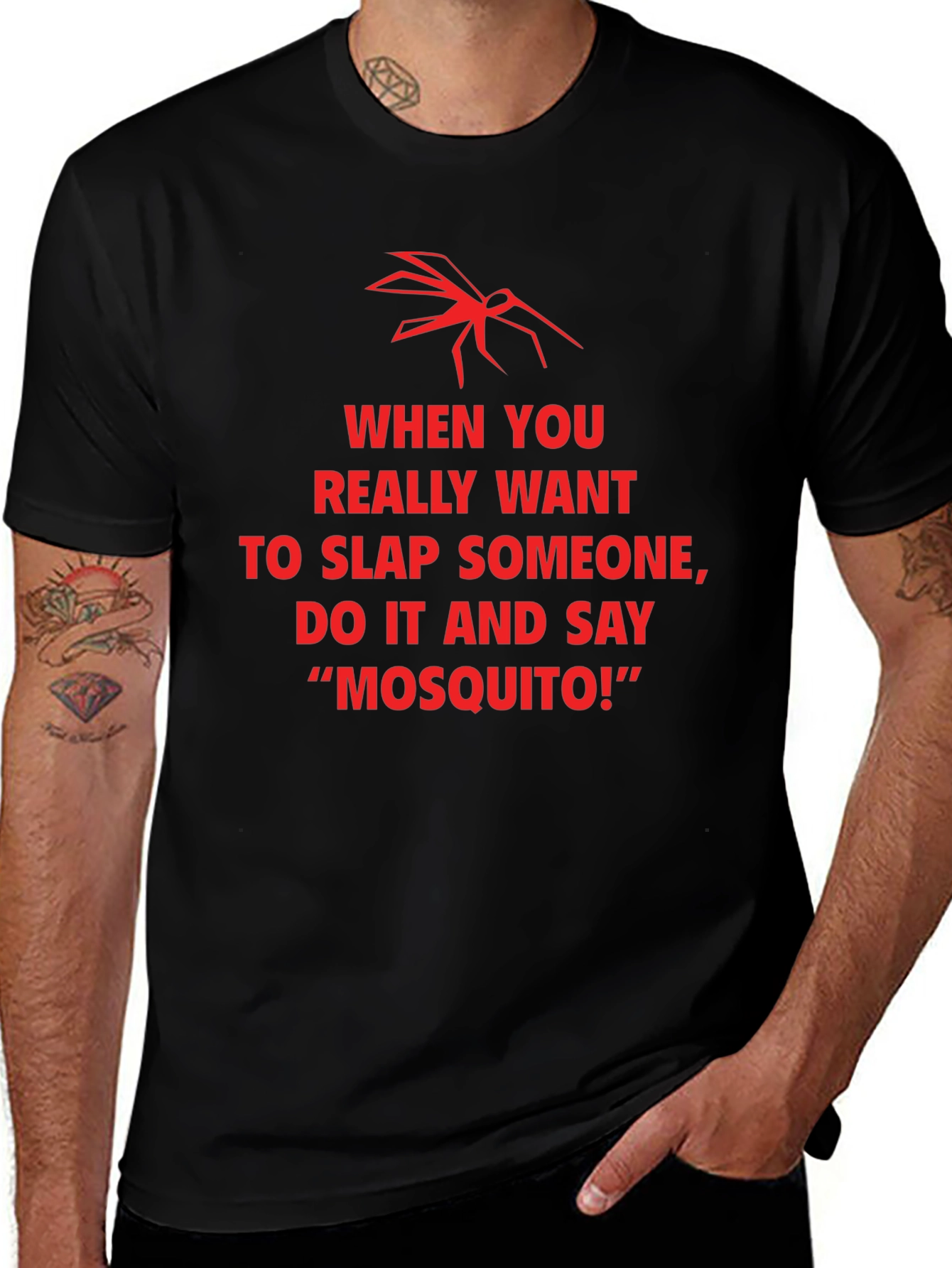 Funny Mosquito Slap Graphic T-Shirt