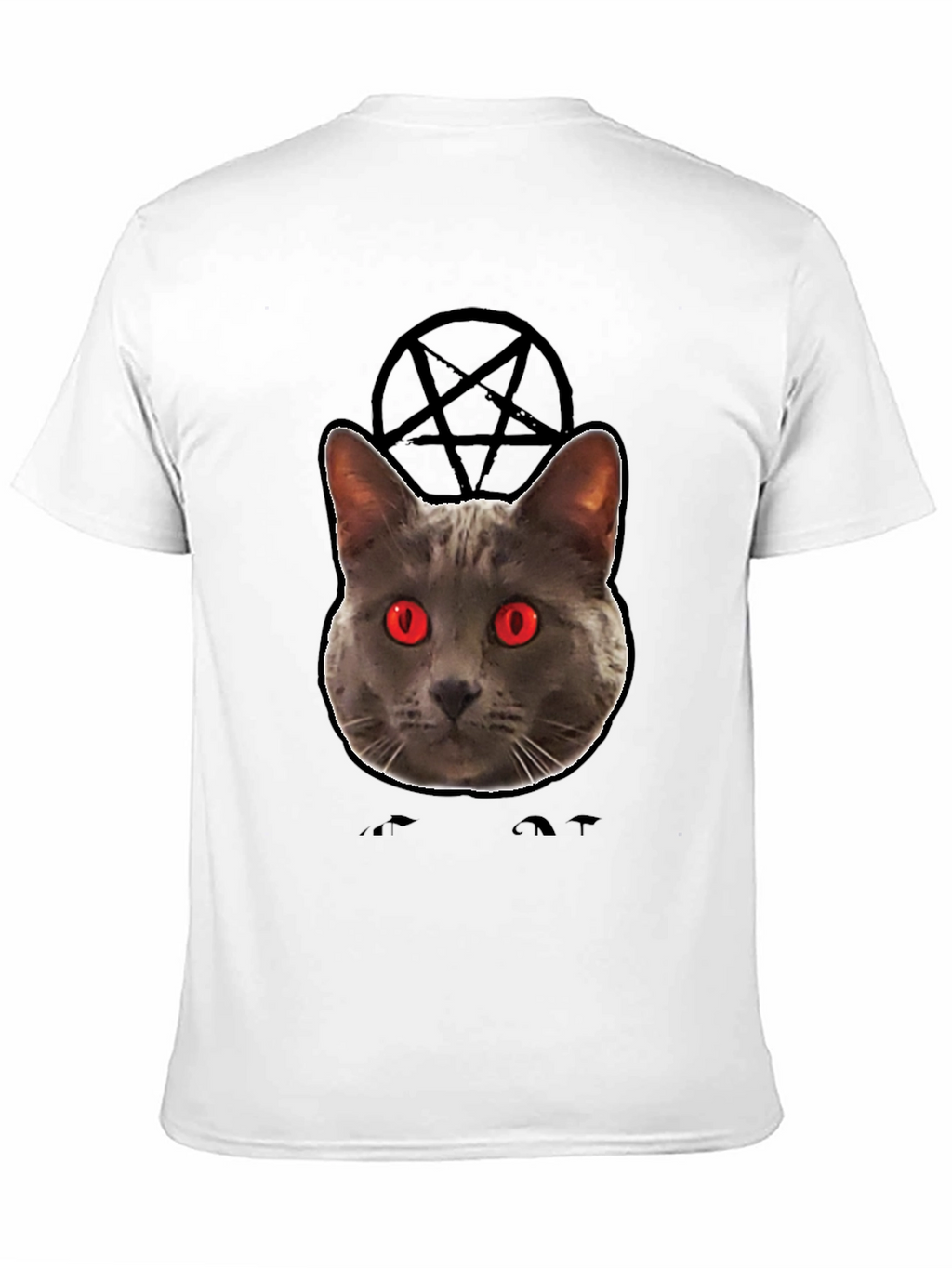 Mens Black T-Shirt with Evil Cat Design
