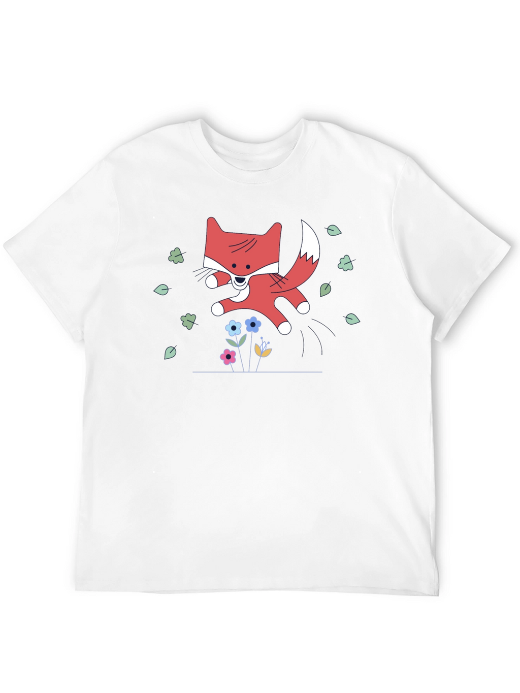 Cute Cartoon Fox Black T-Shirt