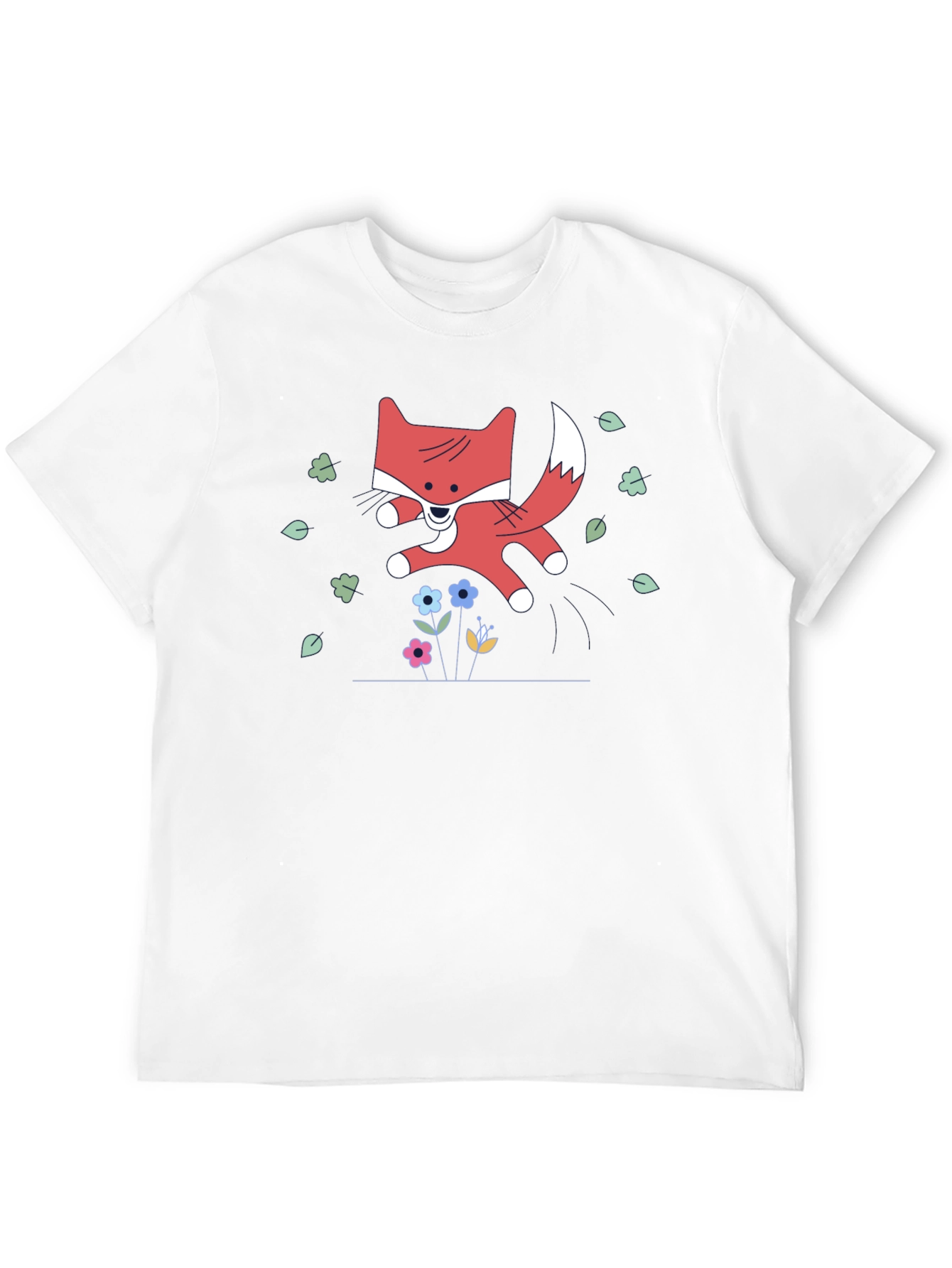 Cute Cartoon Fox Black T-Shirt
