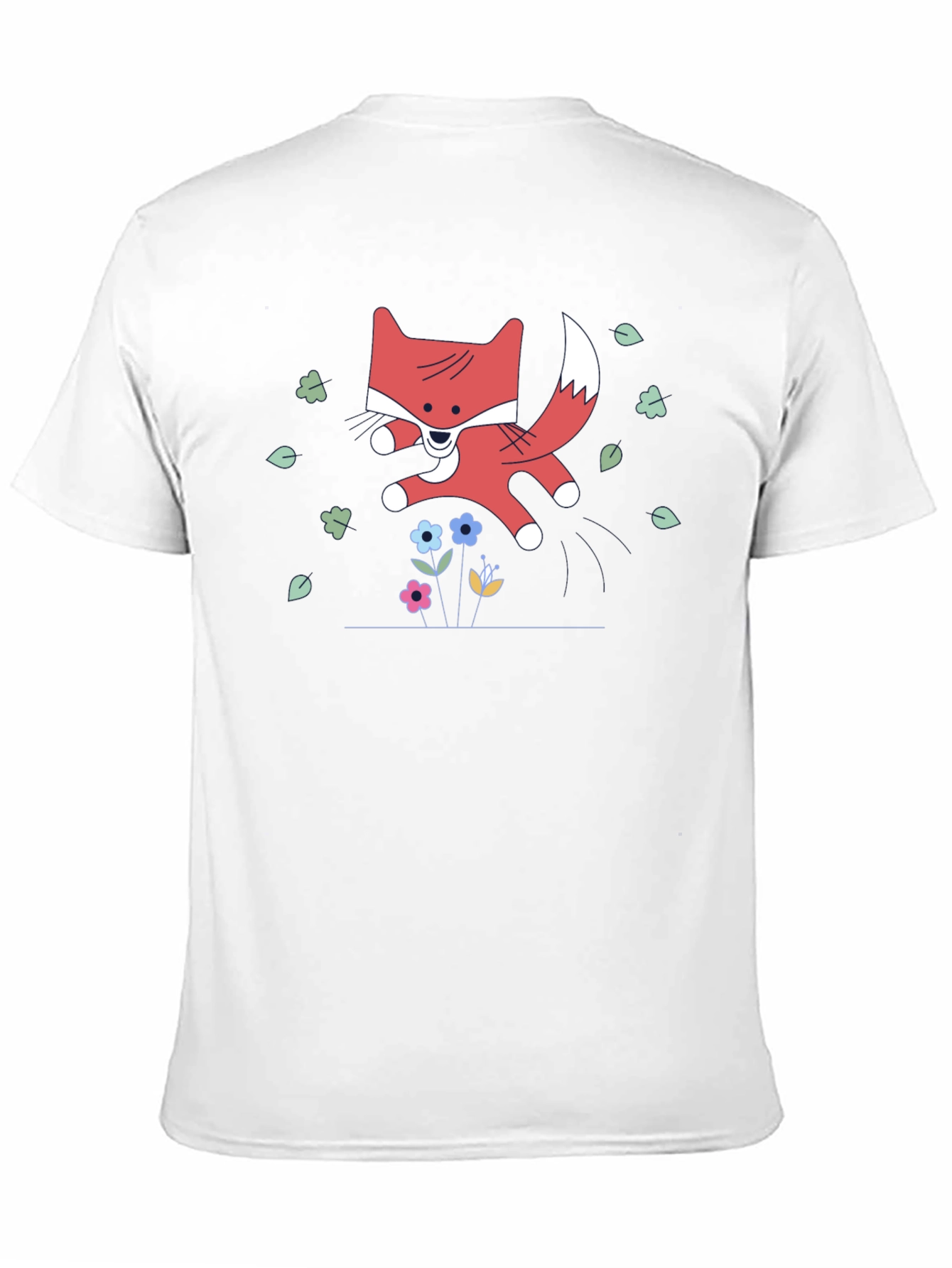 Cute Cartoon Fox Black T-Shirt
