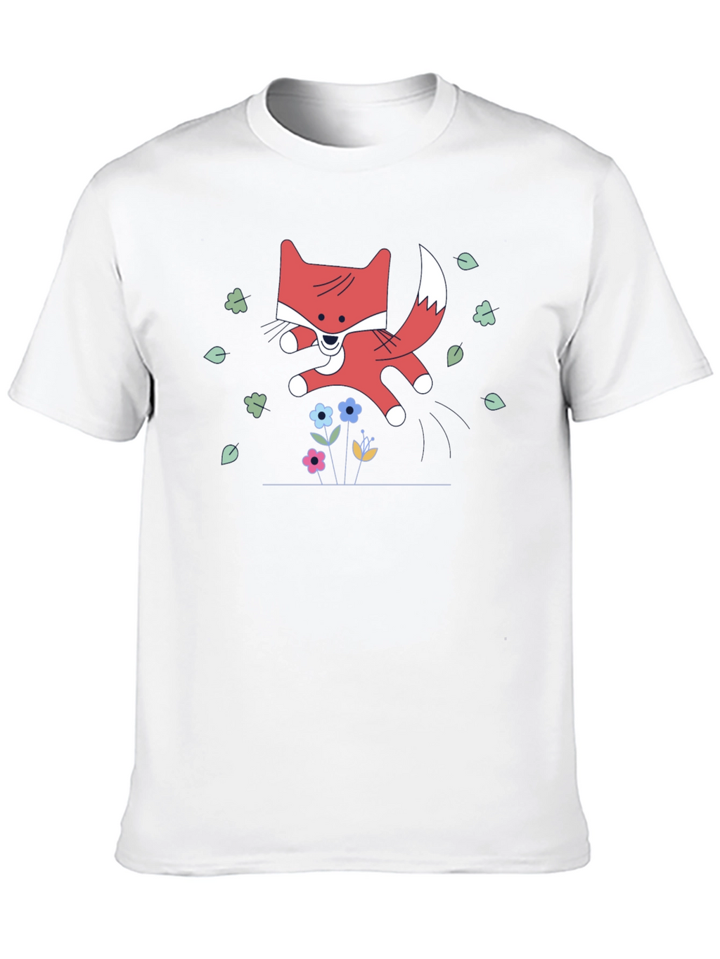 Cute Cartoon Fox Black T-Shirt
