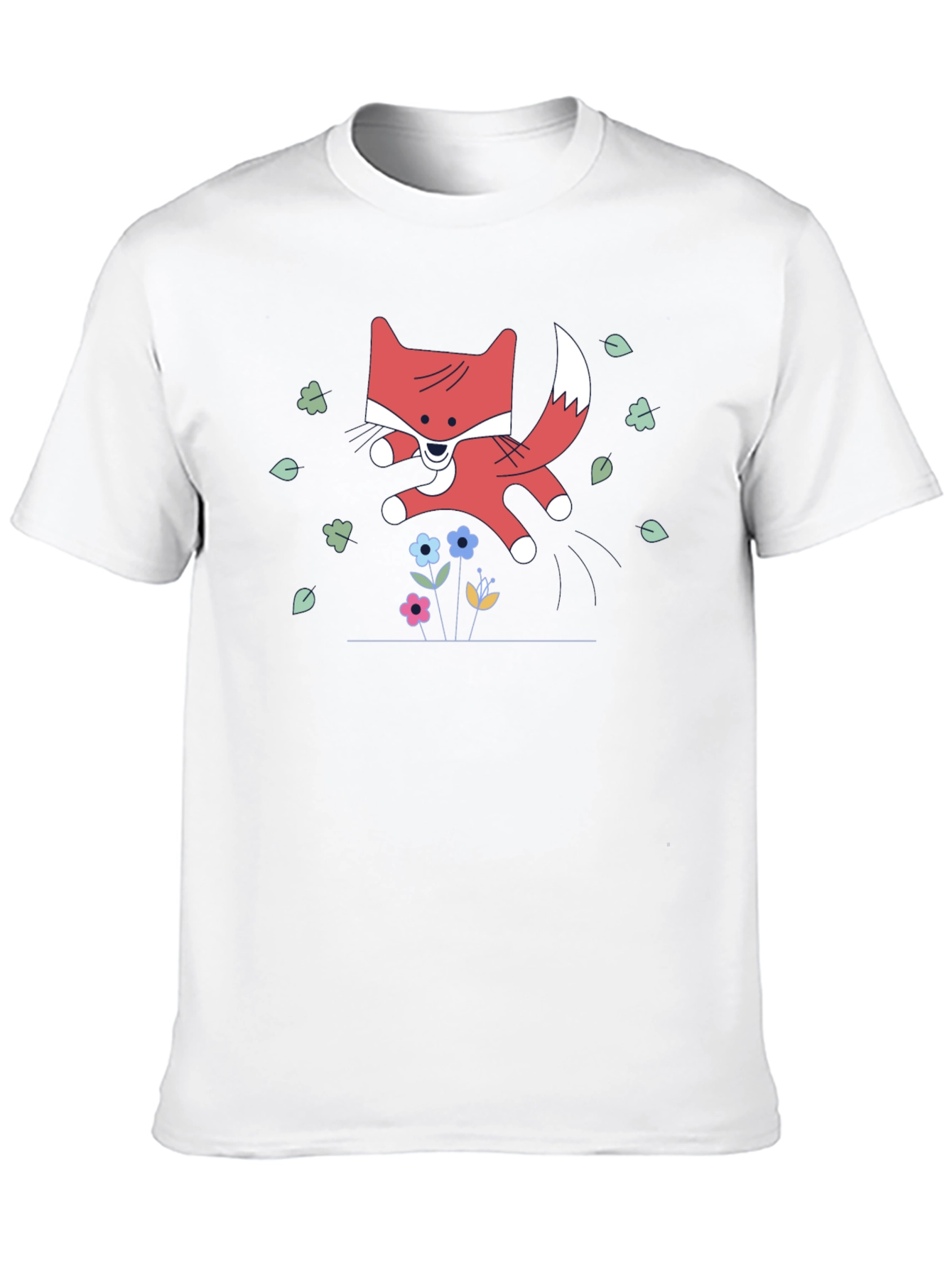 Cute Cartoon Fox Black T-Shirt