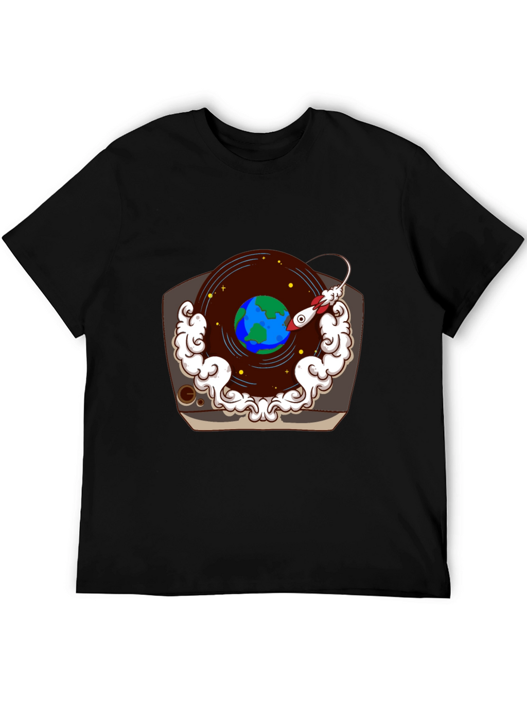Retro Record Player Earth Graphic Tee