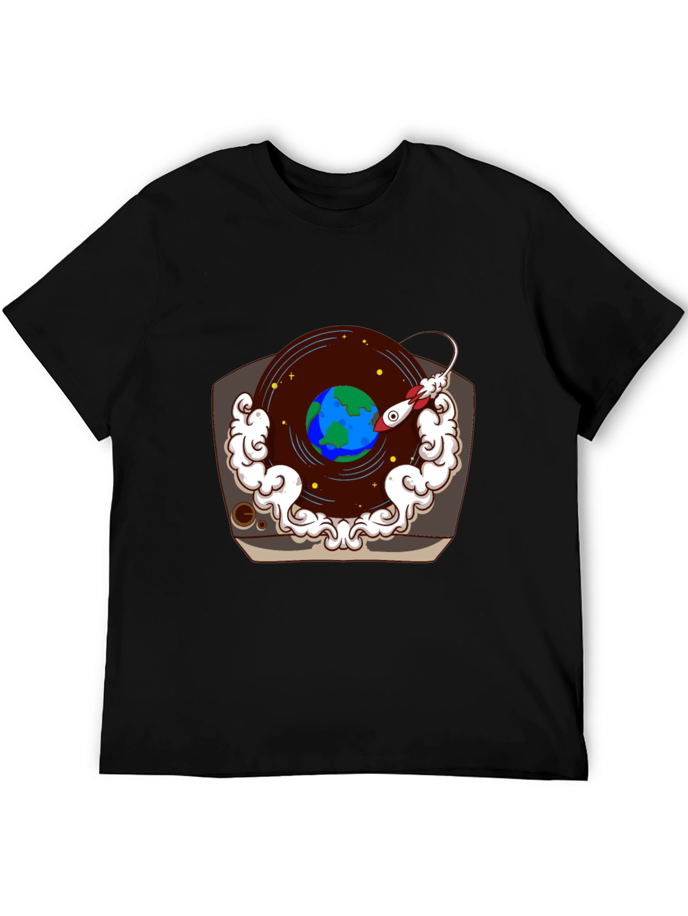Retro Record Player Earth Graphic Tee