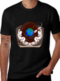 Retro Record Player Earth Graphic Tee