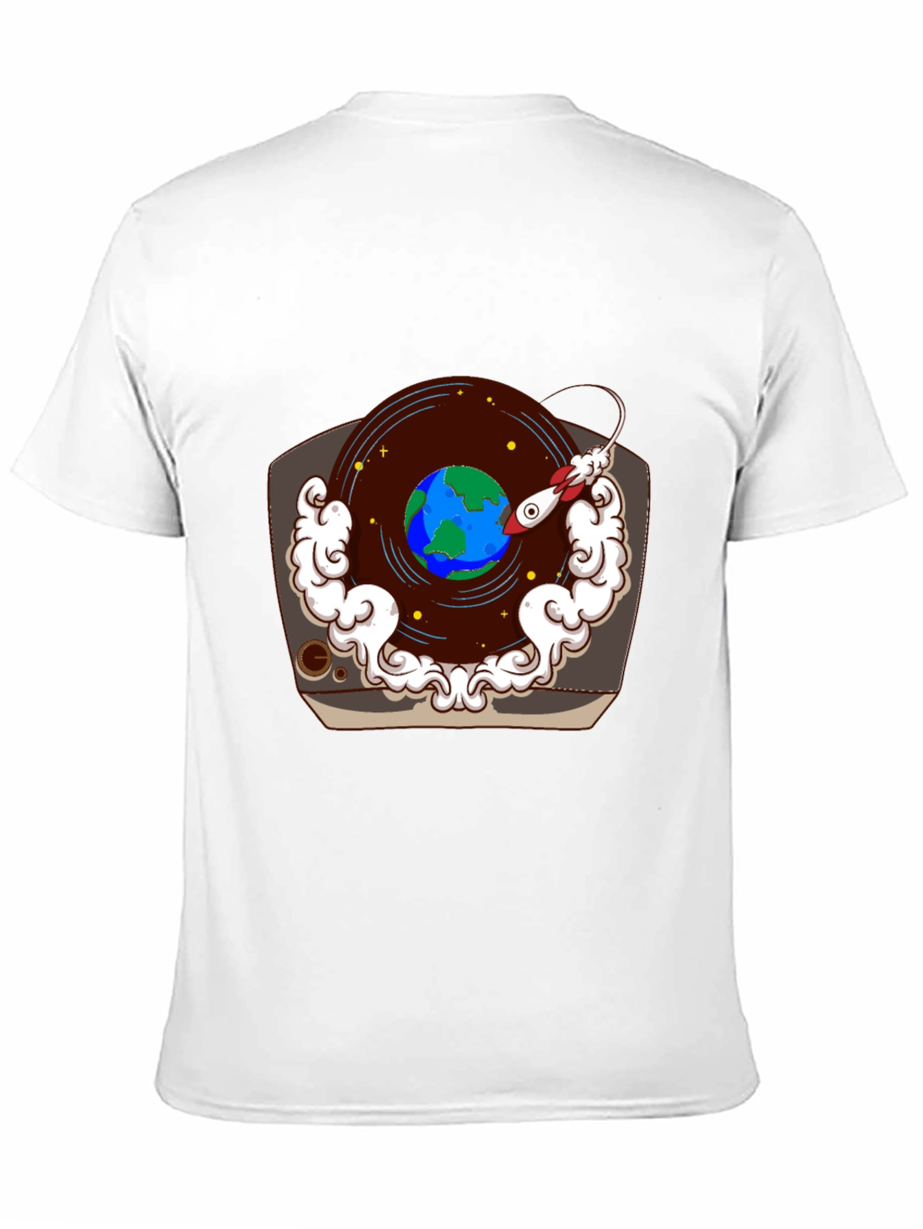 Retro Record Player Earth Graphic Tee