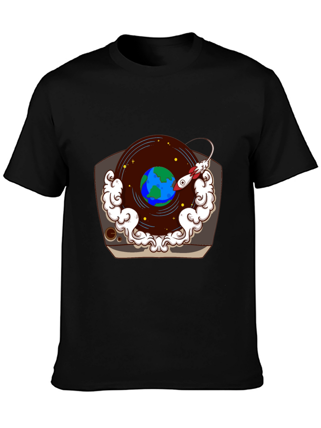 Retro Record Player Earth Graphic Tee