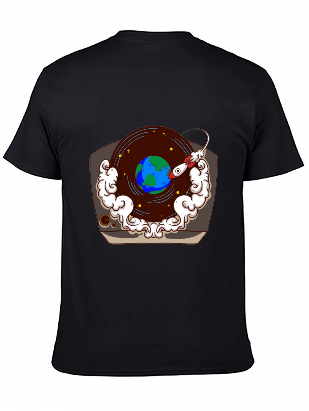 Retro Record Player Earth Graphic Tee