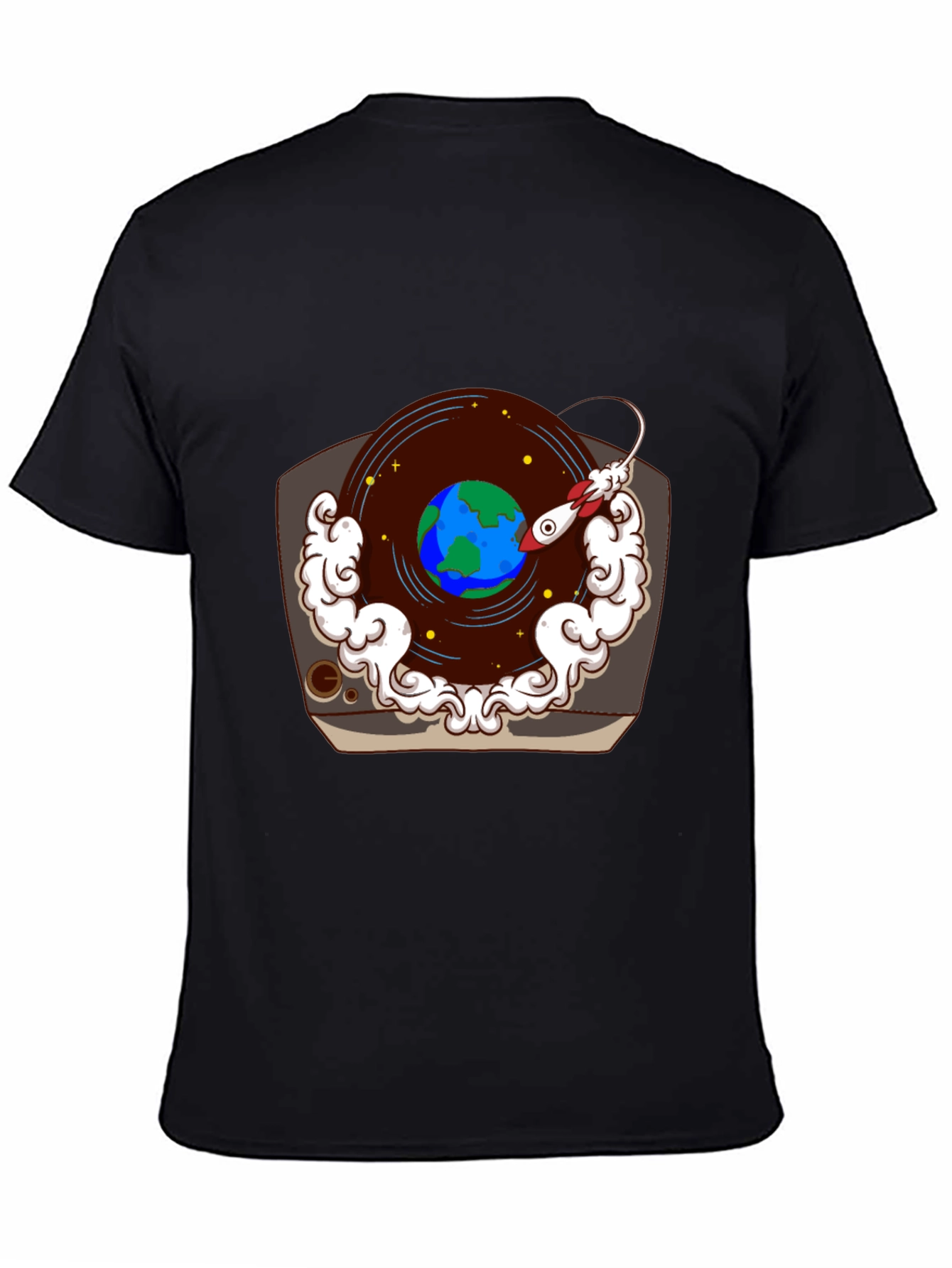 Retro Record Player Earth Graphic Tee