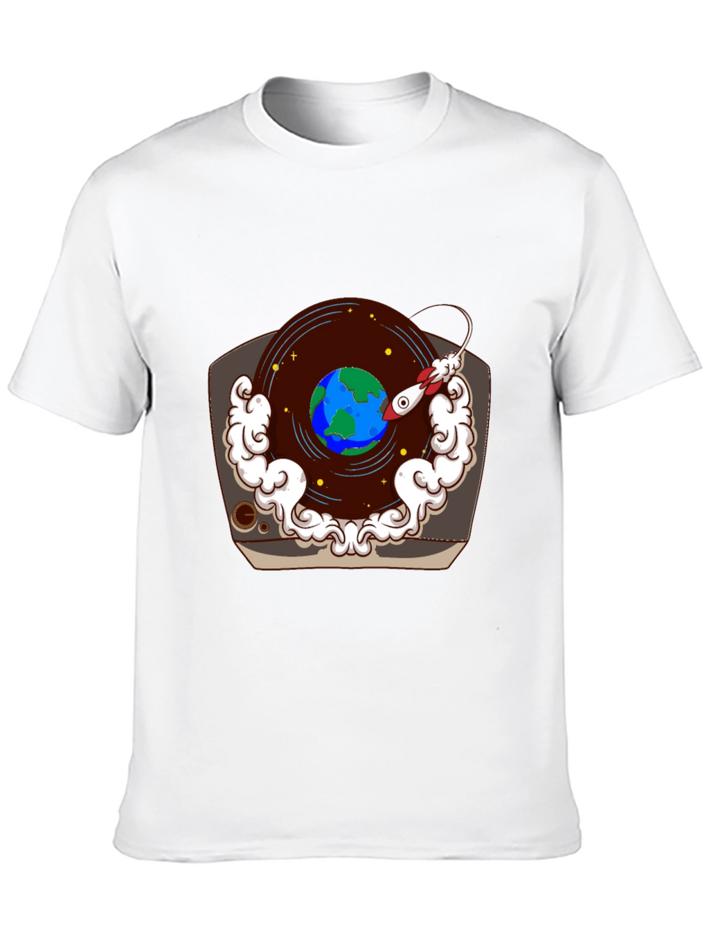 Retro Record Player Earth Graphic Tee