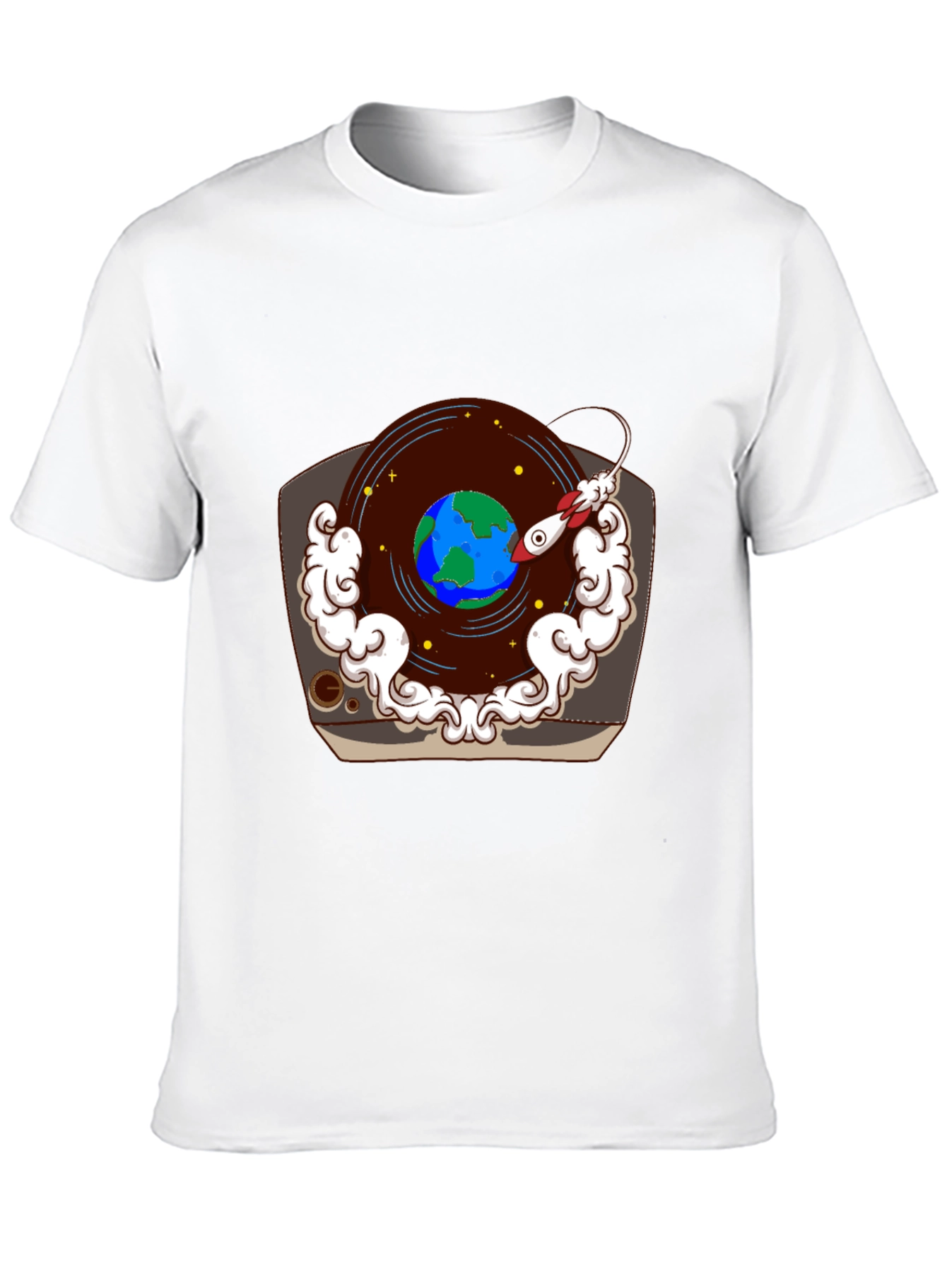 Retro Record Player Earth Graphic Tee