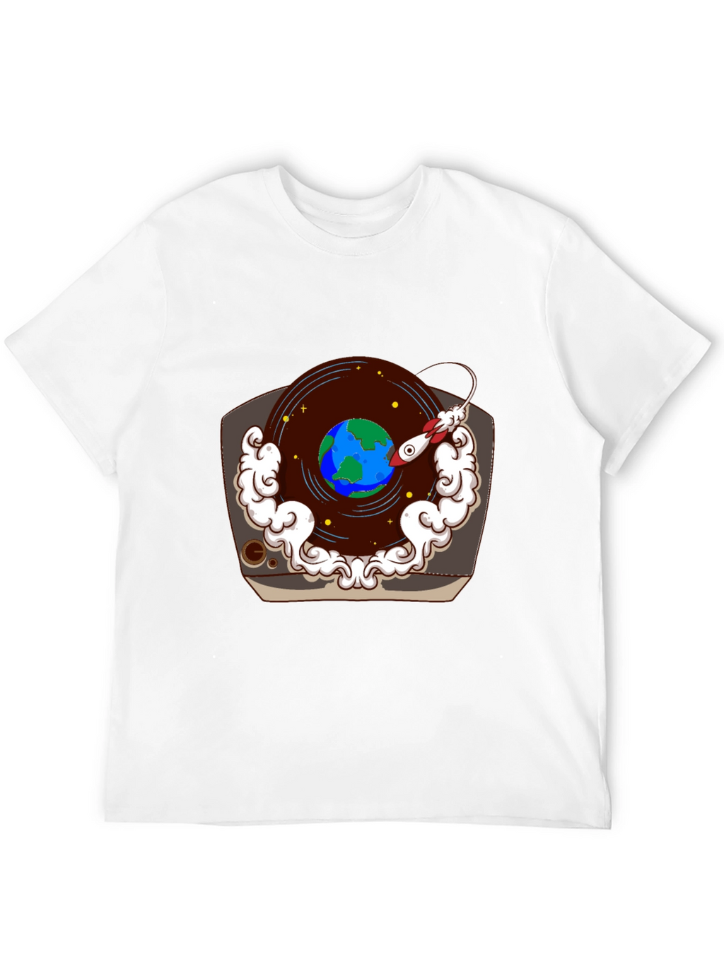 Retro Record Player Earth Graphic Tee