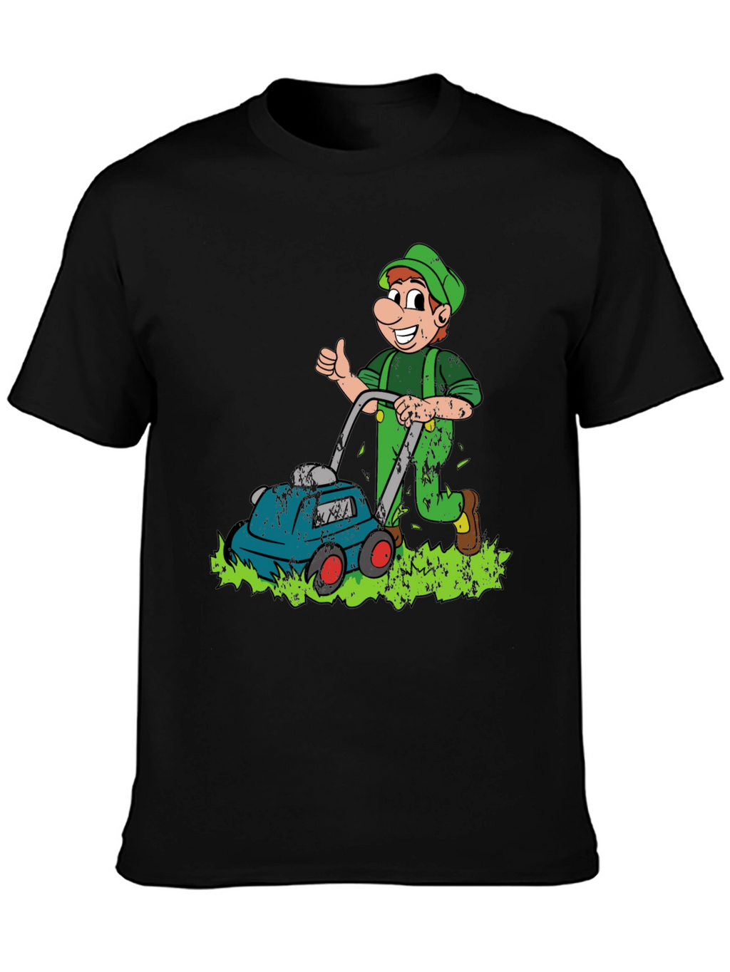 Funny Lawn Mower Cartoon Graphic T-Shirt