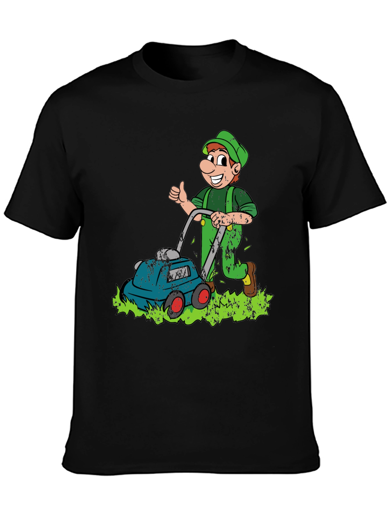 Funny Lawn Mower Cartoon Graphic T-Shirt