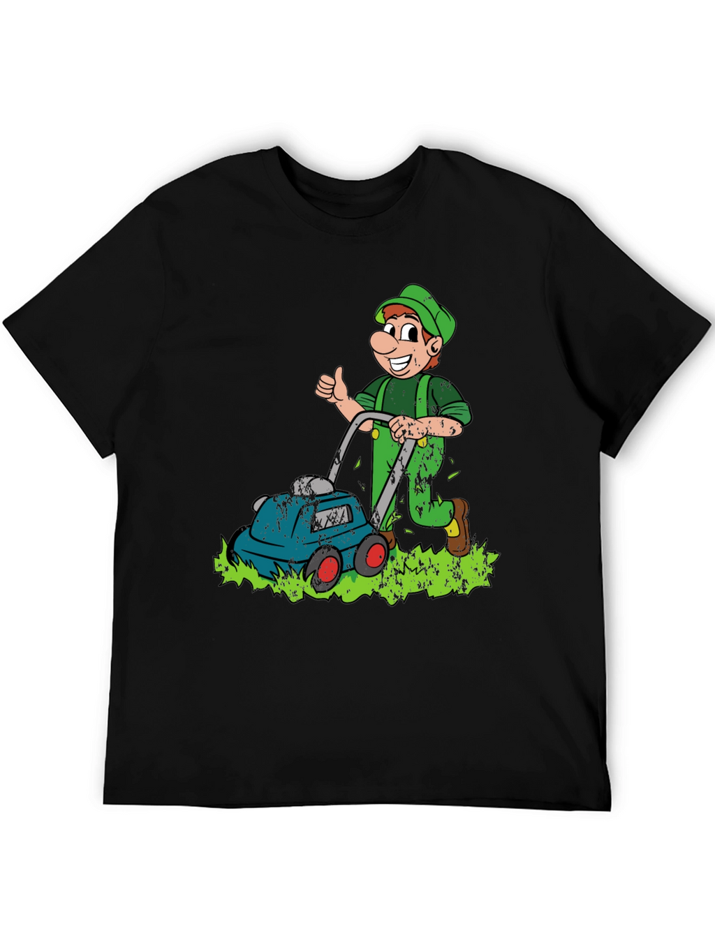 Funny Lawn Mower Cartoon Graphic T-Shirt