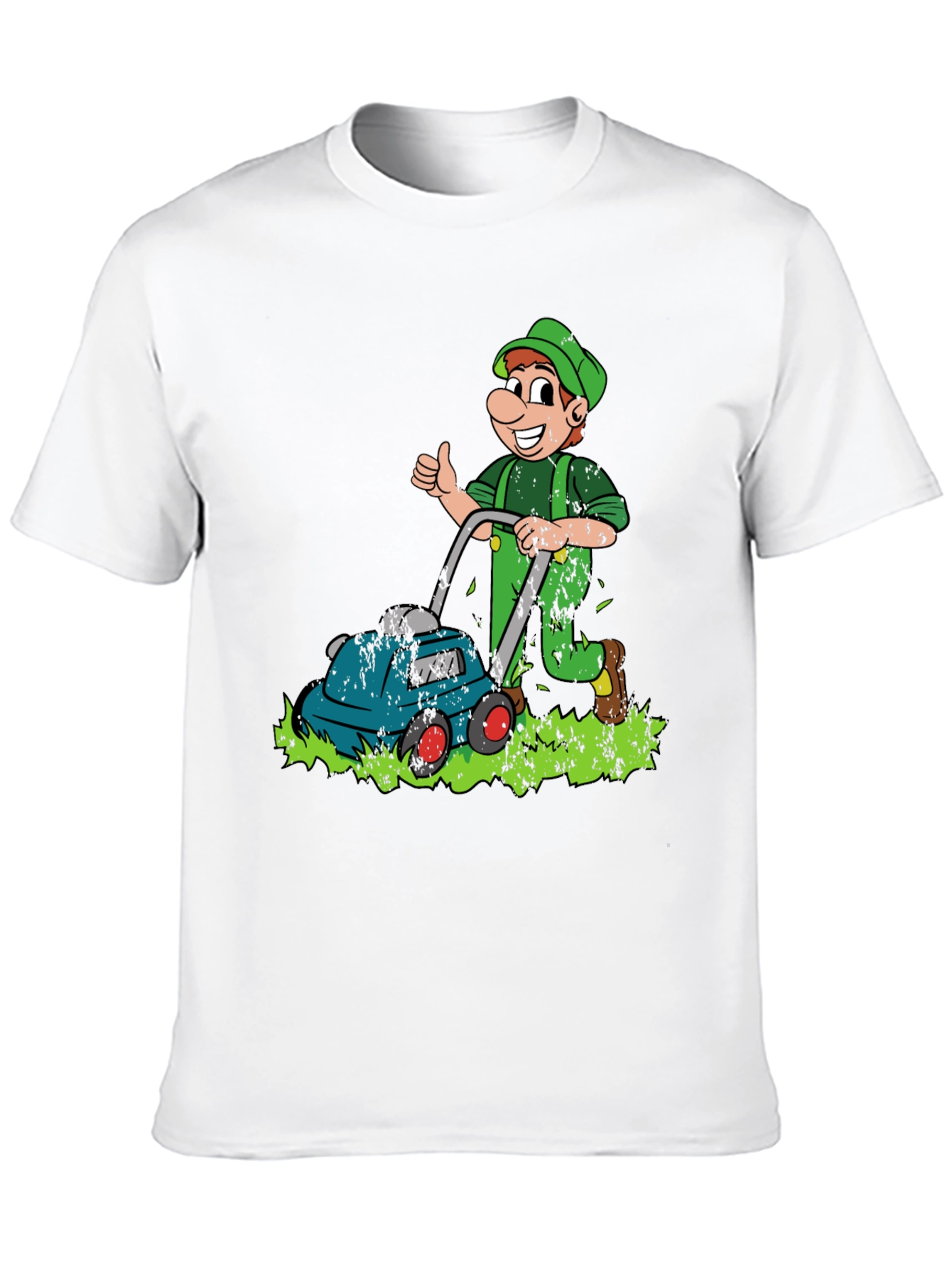 Funny Lawn Mower Cartoon Graphic T-Shirt