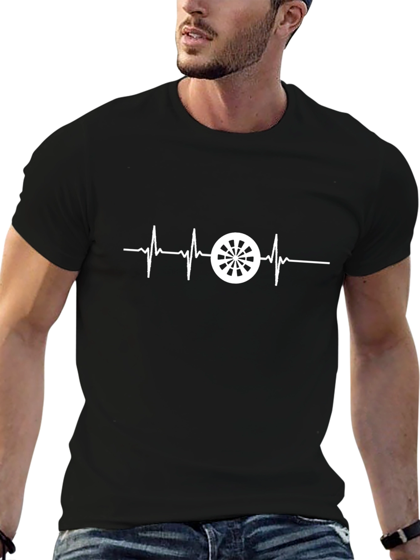 Darts Heartbeat T-Shirt - Black Graphic Tee