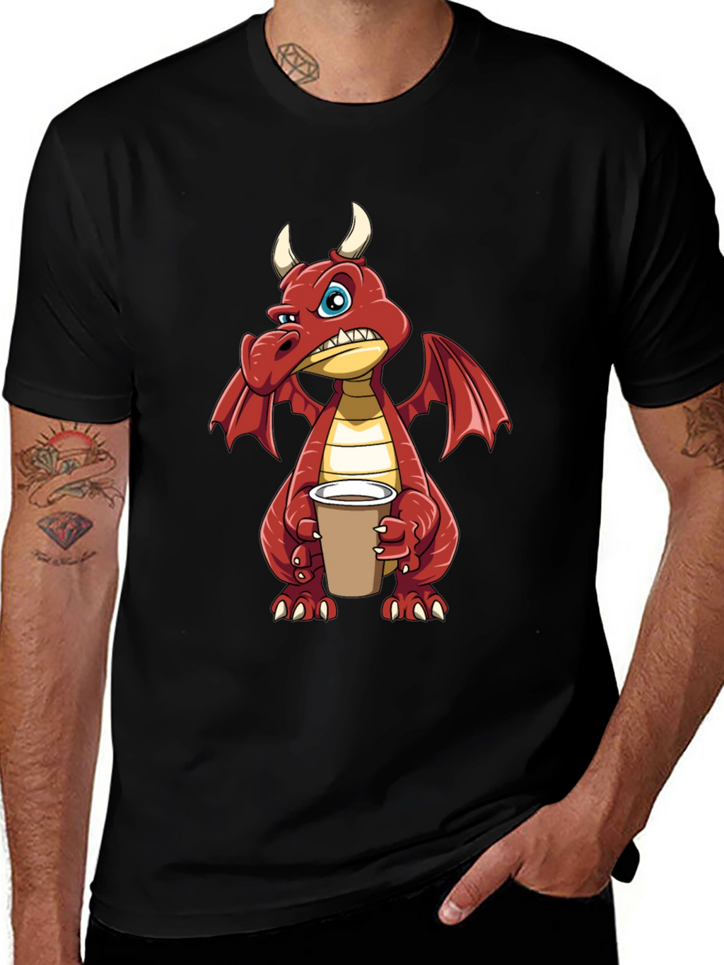 Grumpy Dragon Coffee T-Shirt - Soft Cotton Tee