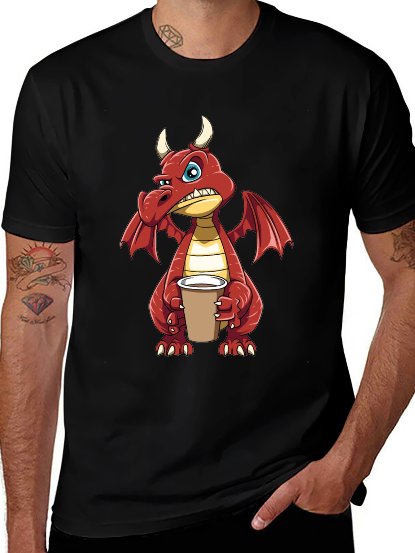 Grumpy Dragon Coffee T-Shirt - Soft Cotton Tee