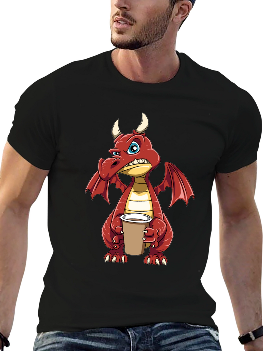 Grumpy Dragon Coffee T-Shirt - Soft Cotton Tee