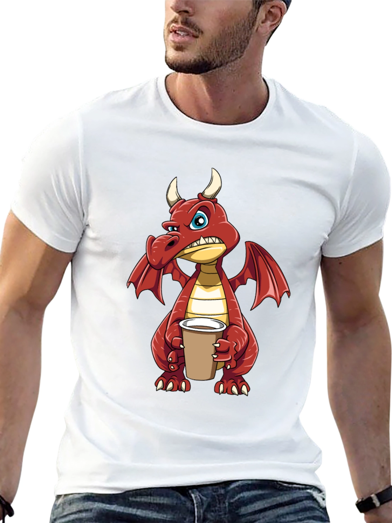 Grumpy Dragon Coffee T-Shirt - Soft Cotton Tee