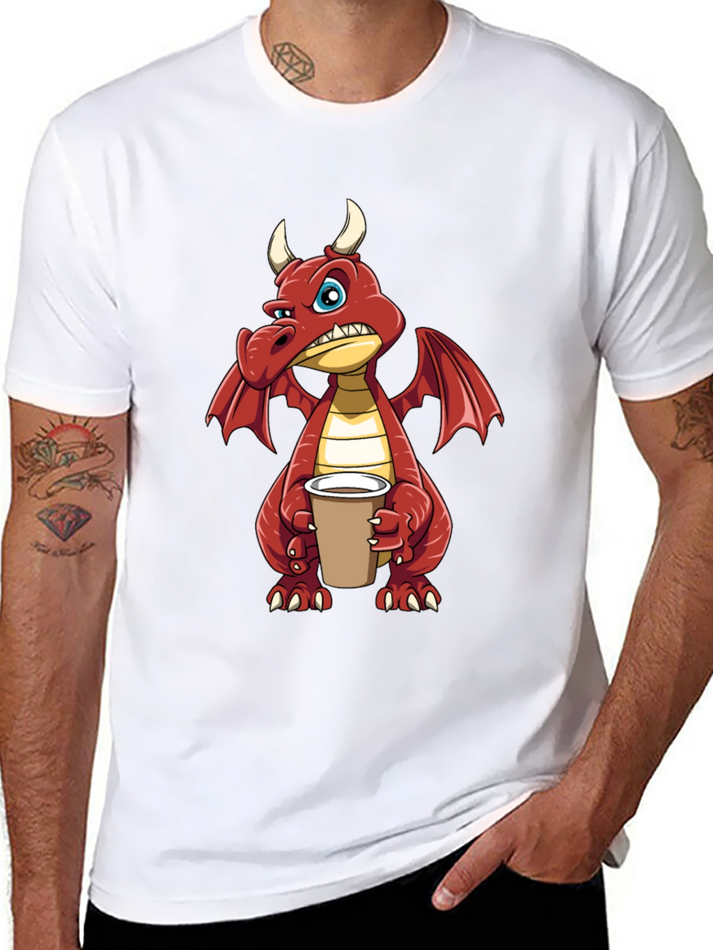 Grumpy Dragon Coffee T-Shirt - Soft Cotton Tee