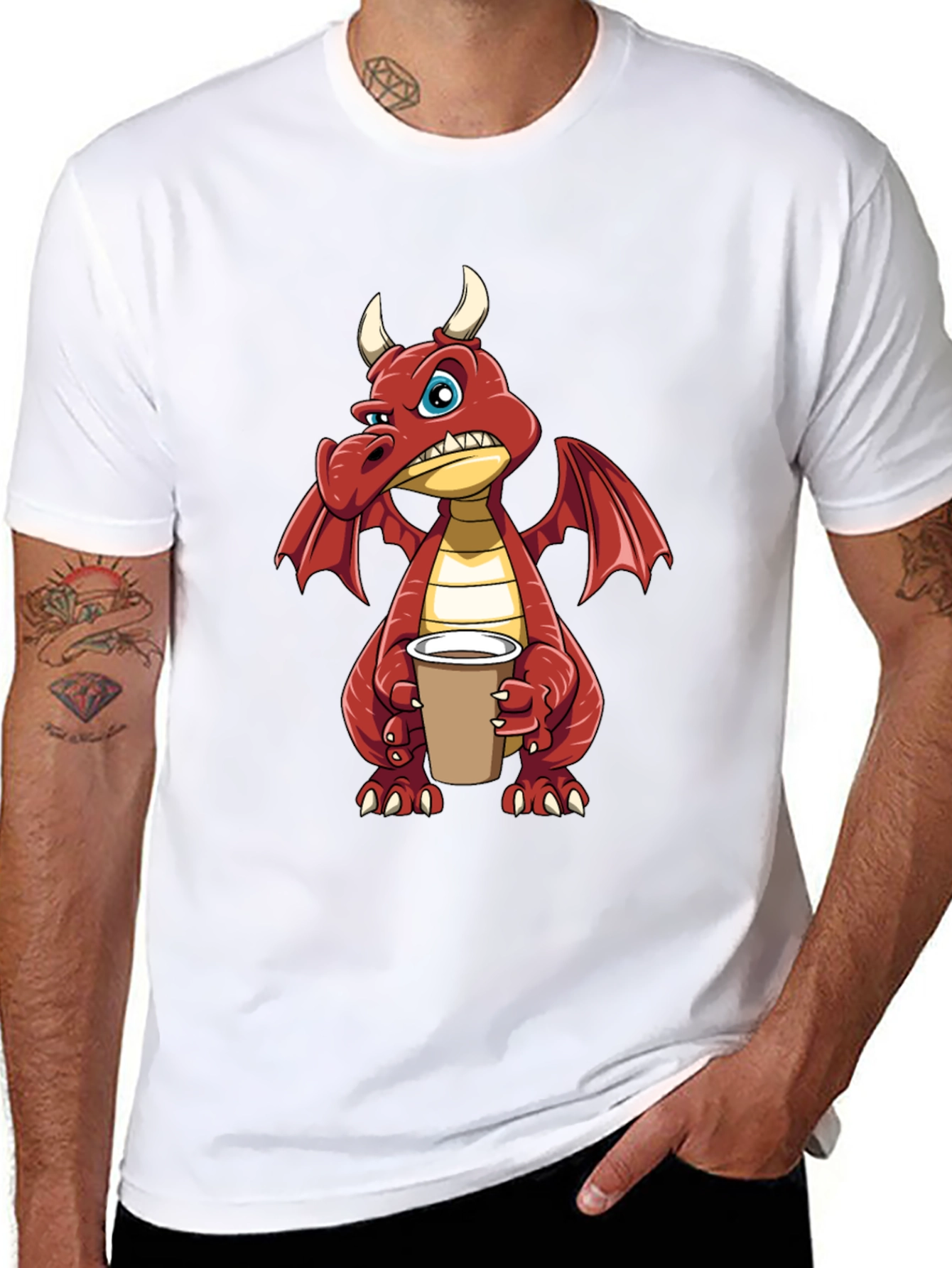 Grumpy Dragon Coffee T-Shirt - Soft Cotton Tee