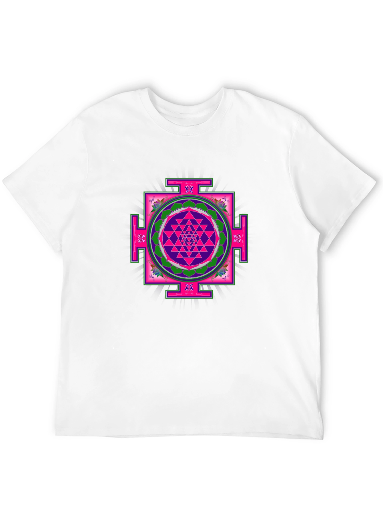 Geometric Mandala Print Black T-Shirt