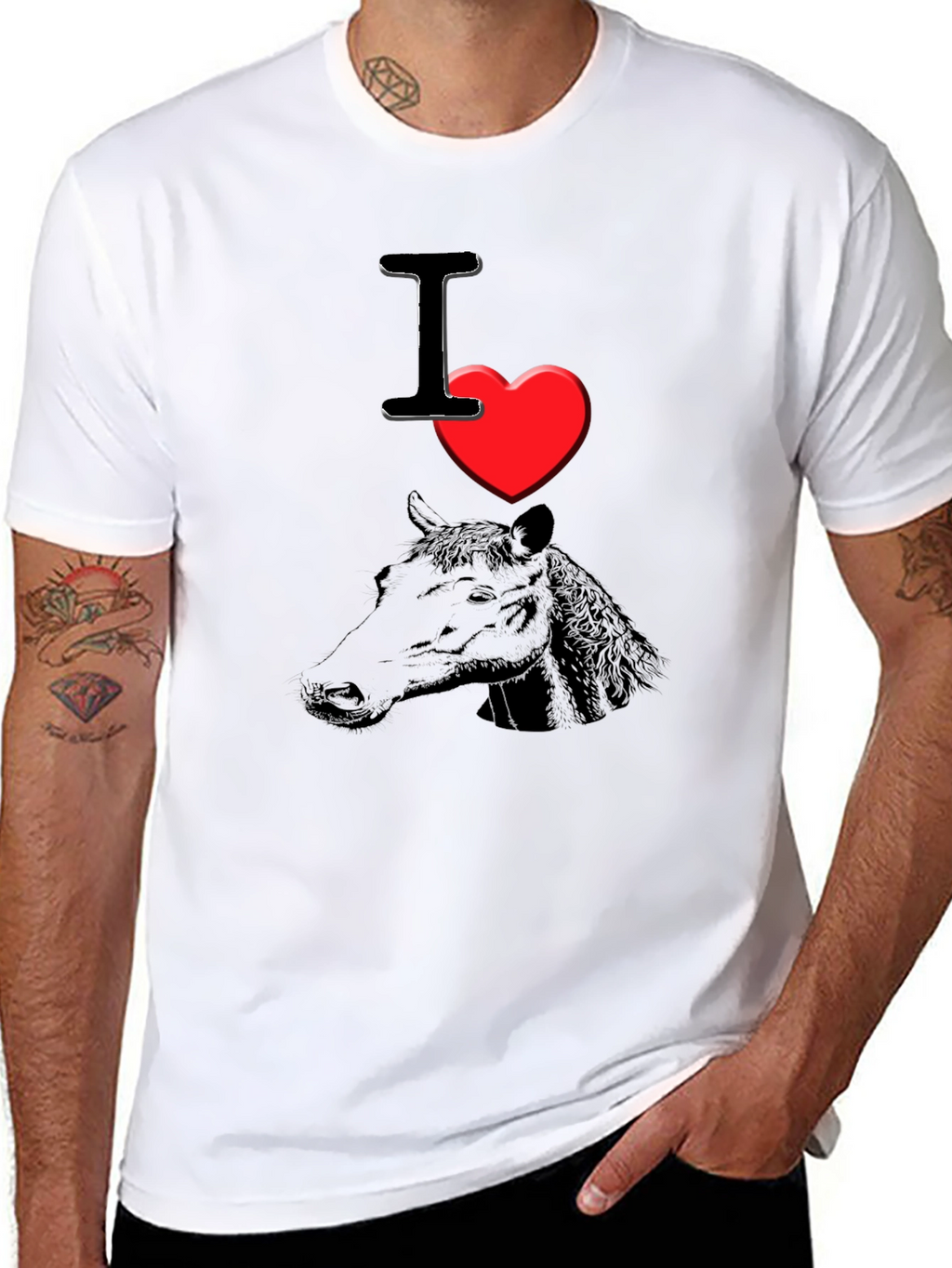 I Heart Horses T-Shirt - Black Graphic Tee